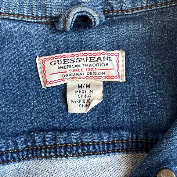 Guess Classic Distressed Crop Jean Jacket Y2K women’s size medium - Picture 5 of 11